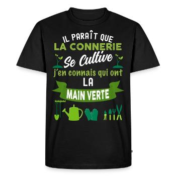 Cultiver connerie la connerie - T-shirt Premium bio Homme - noir - Devant - Nico (187cm)