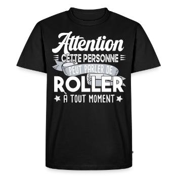 Roller Chaussures Sport Sportif Humour Citations - T-shirt Premium bio Homme - noir - Devant - Nico (187cm)