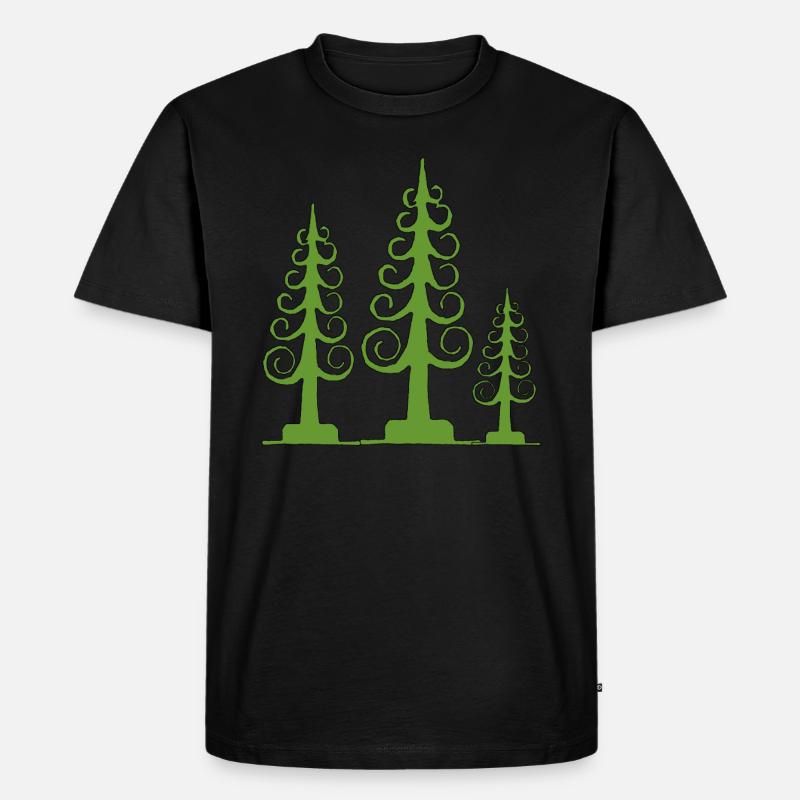 Spanbaum, geschnitzter Baum - Männer Premium Bio T-Shirt - Schwarz