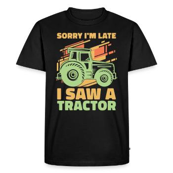 J’ai vu un tracteur dans une ferme - T-shirt Premium bio Homme - noir - Devant - Nico (187cm)