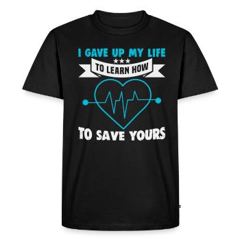 Infirmière J’ai abandonné mon infirmière de vie - T-shirt Premium bio Homme - noir - Devant - Nico (187cm)