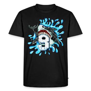 Birthday gift for the 9th birthday children shark - Men's Premium Organic T-Shirt - black - Front - Nico (187cm)