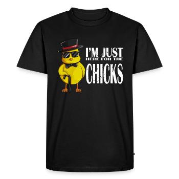Je suis juste ici pour le motif de poulet Chicks Chicks - T-shirt Premium bio Homme - noir - Devant - Nico (187cm)