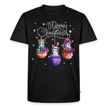 Merry Christmas Unicorn Christmas Ball Motif - Men's Premium Organic T-Shirt - black - Front - Nico (187cm)