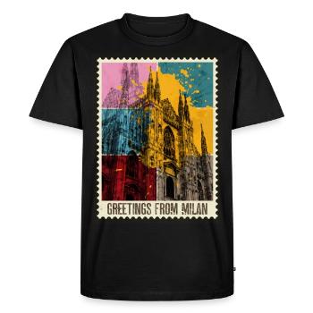 Milan Italy City Skyline Stamp Colorful - Men's Premium Organic T-Shirt - black - Front - Nico (187cm)