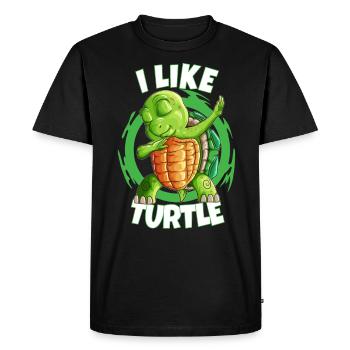Water Lover Turtle Dabbing Fun Shirt - Men's Premium Organic T-Shirt - black - Front - Nico (187cm)