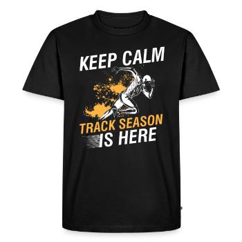 Athlétisme Ruban à mesurer Chaussures de terrain Saison d’athlétisme - T-shirt Premium bio Homme - noir - Devant - Nico (187cm)