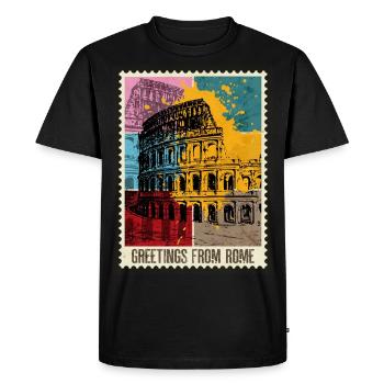 Rome Rome Italie Ville Skyline Timbre Coloré - T-shirt Premium bio Homme - noir - Devant - Nico (187cm)