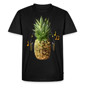 Pineapple listens to loud music - Men's Premium Organic T-Shirt - black - Front - Nico (187cm)