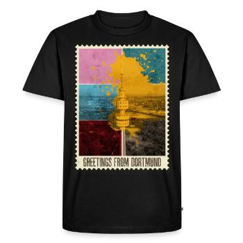 Dortmund Germany City Skyline Stamp - Men's Premium Organic T-Shirt - black - Front - Nico (187cm)