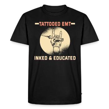 Infirmière tatouée EMT encrée et éduquée - T-shirt Premium bio Homme - noir - Devant - Nico (187cm)