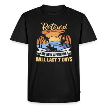 Retirement Gift idea Pensioner Work colleague - Men's Premium Organic T-Shirt - black - Front - Nico (187cm)