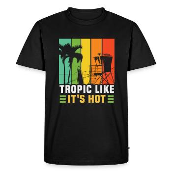 Beach holiday by the sea Design beach motif - Men's Premium Organic T-Shirt - black - Front - Nico (187cm)
