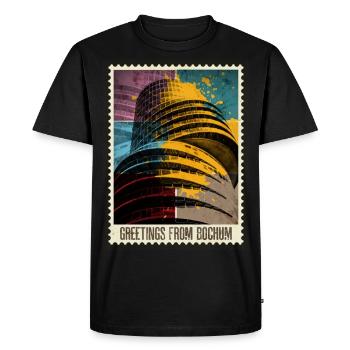 Bochum Germany City Skyline Stamp Colorful - Men's Premium Organic T-Shirt - black - Front - Nico (187cm)