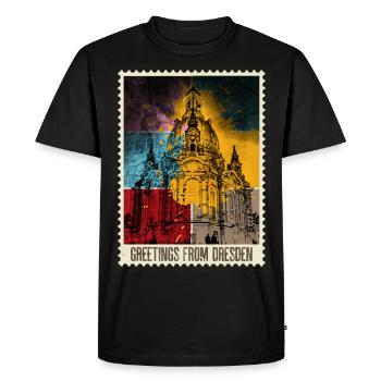 Timbre d’horizon de la ville de Dresde en Allemagne - T-shirt Premium bio Homme - noir - Devant - Nico (187cm)