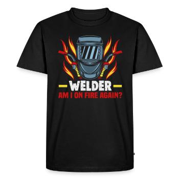 Welder slogan design for metal workers - Men's Premium Organic T-Shirt - black - Front - Nico (187cm)