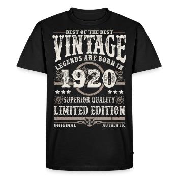 Les légendes sont nées en 1920 - T-shirt Premium bio Homme - noir - Devant - Nico (187cm)