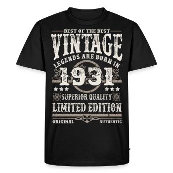 Les légendes sont nées en 1931 - T-shirt Premium bio Homme - noir - Devant - Nico (187cm)