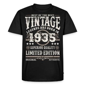 Les légendes sont nées en 1935 - T-shirt Premium bio Homme - noir - Devant - Nico (187cm)