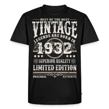Les légendes sont nées en 1932 - T-shirt Premium bio Homme - noir - Devant - Nico (187cm)