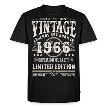 Legends are born in 1966 - Men's Premium Organic T-Shirt - black - Front - Nico (187cm)
