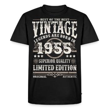 Legends are born in 1955 - Men's Premium Organic T-Shirt - black - Front - Nico (187cm)