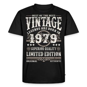 Les légendes sont nées en 1979 - T-shirt Premium bio Homme - noir - Devant - Nico (187cm)