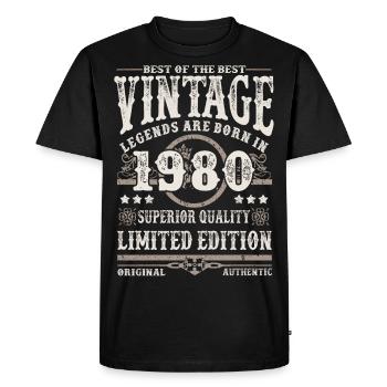 Les légendes sont nées en 1980 - T-shirt Premium bio Homme - noir - Devant - Nico (187cm)
