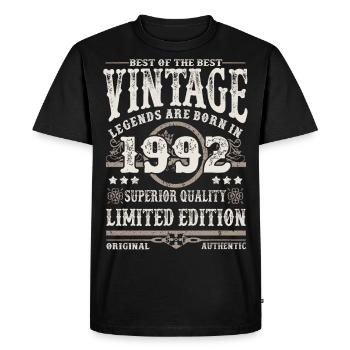 Legends are born in 1992 - Men's Premium Organic T-Shirt - black - Front - Nico (187cm)