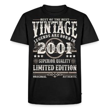 Legends are born in 2001 - Men's Premium Organic T-Shirt - black - Front - Nico (187cm)