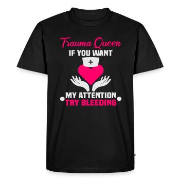 Infirmière Trauma Queen Infirmière - T-shirt Premium bio Homme - noir - Devant - Nico (187cm)