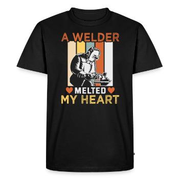 Welder slogan design for metal workers - Men's Premium Organic T-Shirt - black - Front - Nico (187cm)