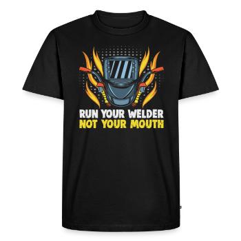 Welder slogan design for metal workers - Men's Premium Organic T-Shirt - black - Front - Nico (187cm)
