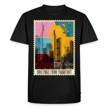 Francfort Allemagne City Skyline Stamp - T-shirt Premium bio Homme - noir - Devant - Nico (187cm)