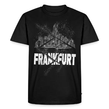 Francfort Allemagne City Skyline Grunge Splash - T-shirt Premium bio Homme - noir - Devant - Nico (187cm)