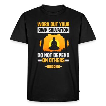 Méditation bouddhiste Bouddhisme Zen Bouddha Bouddhisme et Yoga - T-shirt Premium bio Homme - noir - Devant - Nico (187cm)