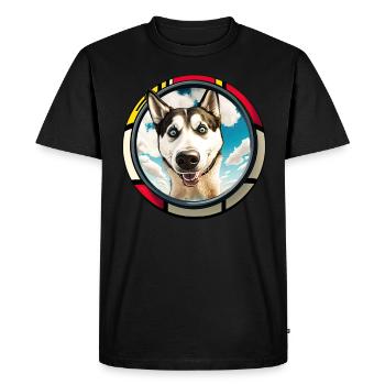 Dog Cartoon Huskie Design pour les amoureux des chiens - T-shirt Premium bio Homme - noir - Devant - Nico (187cm)