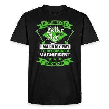 Jardinier Idée cadeau d’anniversaire Conception de jardin - T-shirt Premium bio Homme - noir - Devant - Nico (187cm)