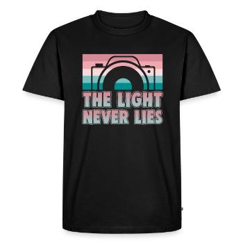 Photographie La lumière ne ment jamais photographe - T-shirt Premium bio Homme - noir - Devant - Nico (187cm)