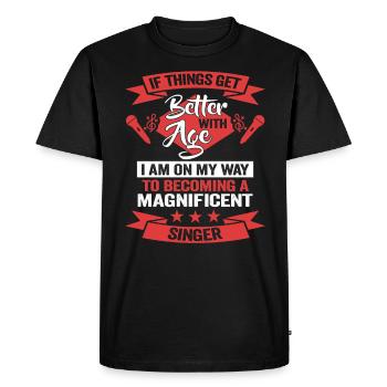 Chanteur chanteur anniversaire musicien - T-shirt Premium bio Homme - noir - Devant - Nico (187cm)
