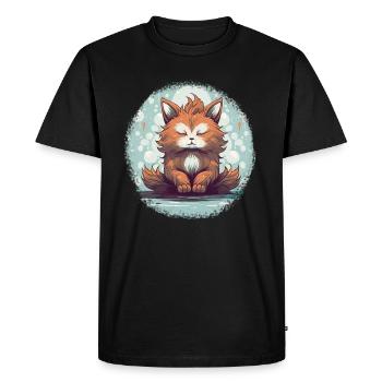 Zen Cat, Meditation Cat T-Shirt, Cat Lover T-Shirt - Men's Premium Organic T-Shirt - black - Front - Nico (187cm)