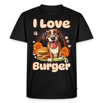 Dog Burger Hamburger Fast Food Dog Lover - Men's Premium Organic T-Shirt - black - Front - Nico (187cm)