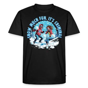 Snowball Fight Crew - Snow much fun it’s criminal - T-shirt Premium bio Homme - noir - Devant - Nico (187cm)