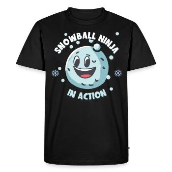 Snowball Fight - Snowball Ninja in Action - Men's Premium Organic T-Shirt - black - Front - Nico (187cm)