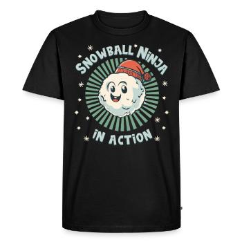 Snowball Fight - Snowball Ninja in Action - Men's Premium Organic T-Shirt - black - Front - Nico (187cm)
