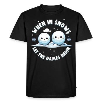 Schneeballschlacht - Quand il neige, laissez les jeux - T-shirt Premium bio Homme - noir - Devant - Nico (187cm)