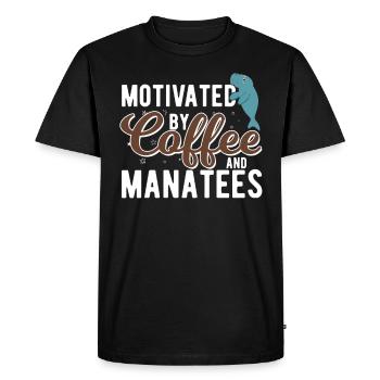 Motivated by coffee and Manatees Sweet Ocean Manatee - Men's Premium Organic T-Shirt - black - Front - Nico (187cm)