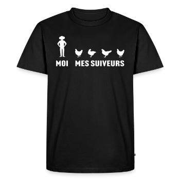 moi et mes suiveurs poules - T-shirt Premium bio Homme - noir - Devant - Nico (187cm)