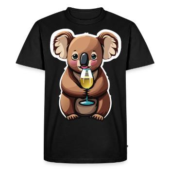 Koala Bear with Wine Glass - Men's Premium Organic T-Shirt - black - Front - Nico (187cm)