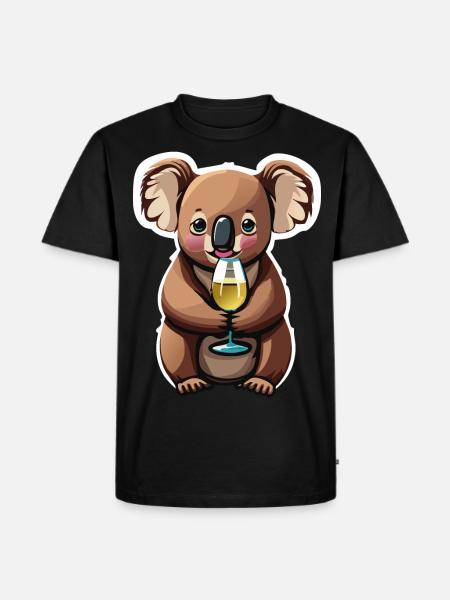 Koala Bär mit Weinglas - Männer Premium Bio T-Shirt - Schwarz